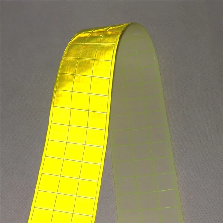 7.5CM Fluorescent Yellow Checkered PVC Reflective Tape For Clothing