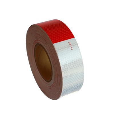 Ruban réfléchissant nid d'abeille rouge et blanc DOT C2