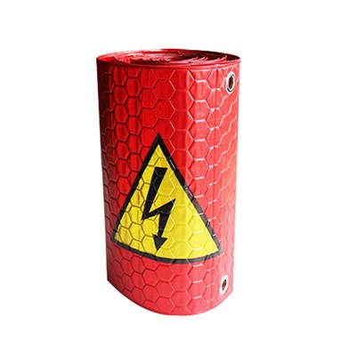 Bannière réfléchissante en PVC avec prises haute tension à proximité