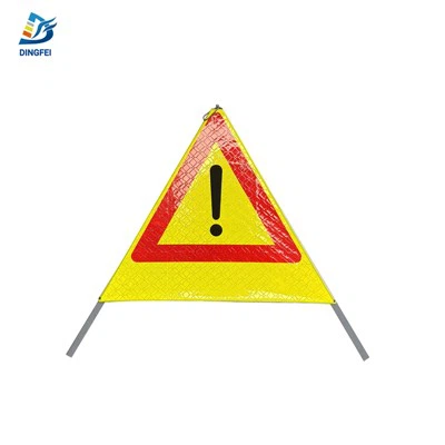 Panneau d'avertissement pliable réfléchissant à trépied jaune